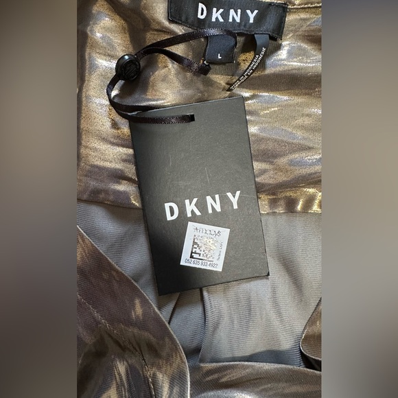 DKNY Gold Metallic Blouse Sz L - Picture 13 of 15